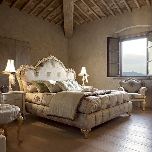 Diletta Tuscan Romantic Upholstered King Bed Set
