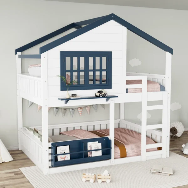 Dream House Adventure Full Over Full Solid Wood House Bunk Bed