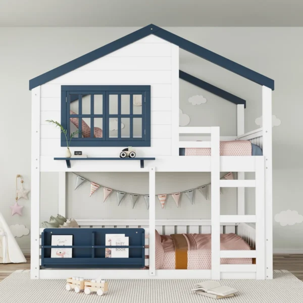 Dream House Adventure Full Over Full Solid Wood House Bunk Bed