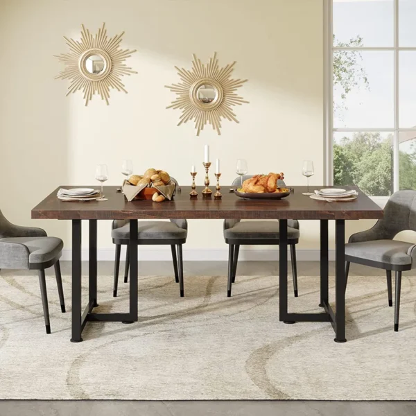 Eastway Rustic Industrial Wood Dining Table