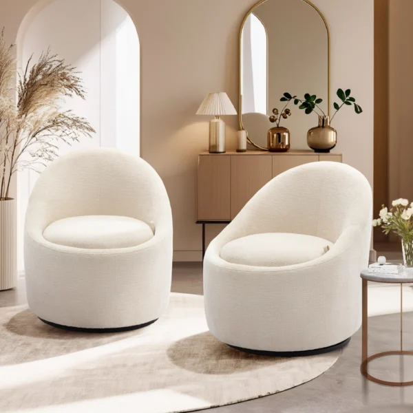 Eliana Bouclé Swivel Barrel Chair