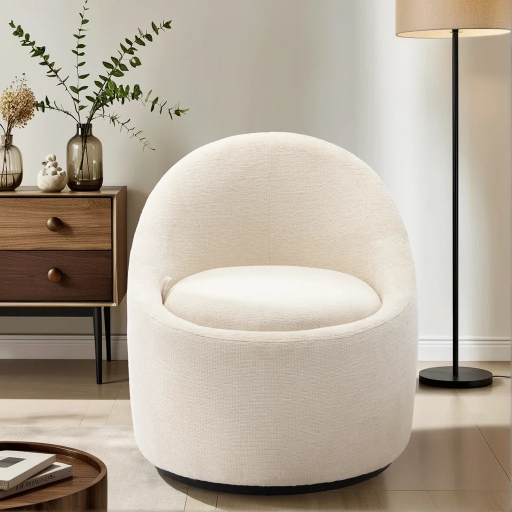 Eliana Bouclé Swivel Barrel Chair
