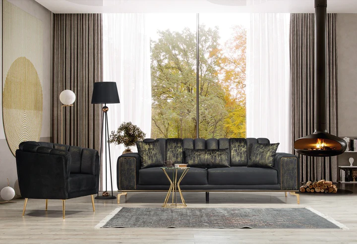 Emerald Majesty 7-Seater Luxury Velvet Sofa Set