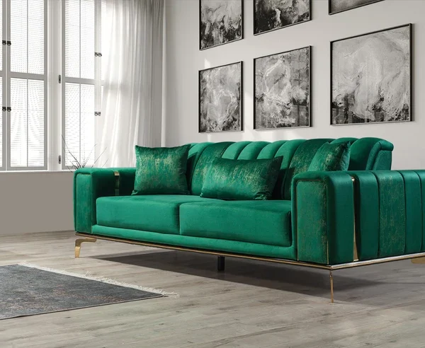 Emerald Majesty 7-Seater Luxury Velvet Sofa Set