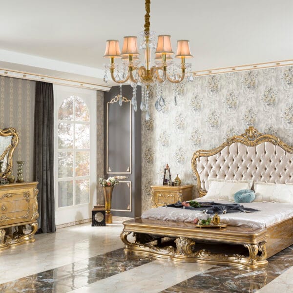 Aurum Grand Royal Baroque Gold King Bed