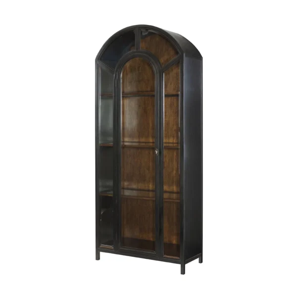 Everly Heritage Farmhouse Rustic Wood Glass Display Cabinets