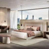 Avellino Contrast Padded Dark Wood King Bed