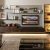 Fusion Modular Floating Dark Wood TV Wall Unit