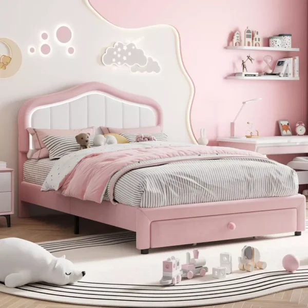 Luna Glow Fairy-Tale Suite LED Lighted Storage Kids Bed