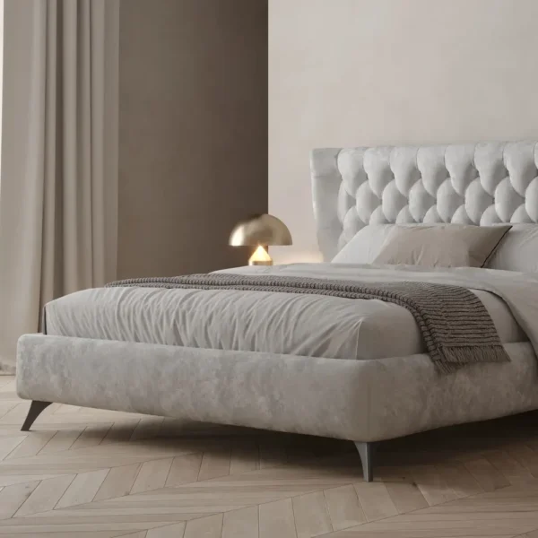 Giessegi Glam Tufted Velvet Grey King Bed