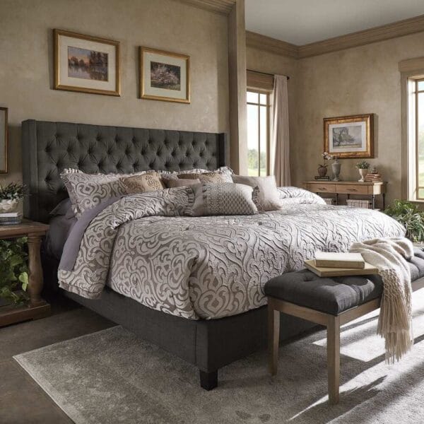 Giessegi Glam Tufted Velvet Light King Bed
