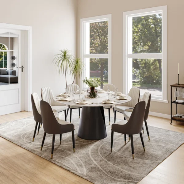 Gilded Glacier Modern Marble Gold Dining Table