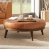 Gio Full-Grain Leather Ottoman