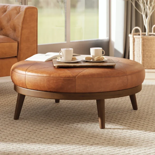 Gio Full-Grain Leather Ottoman