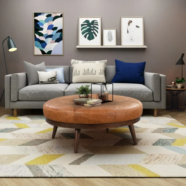 Gio Full-Grain Leather Ottoman