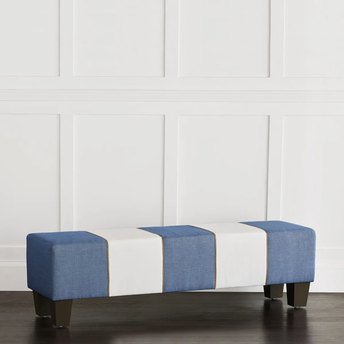 Halprin Striped Cotton Modern Upholstered Entryway Bench