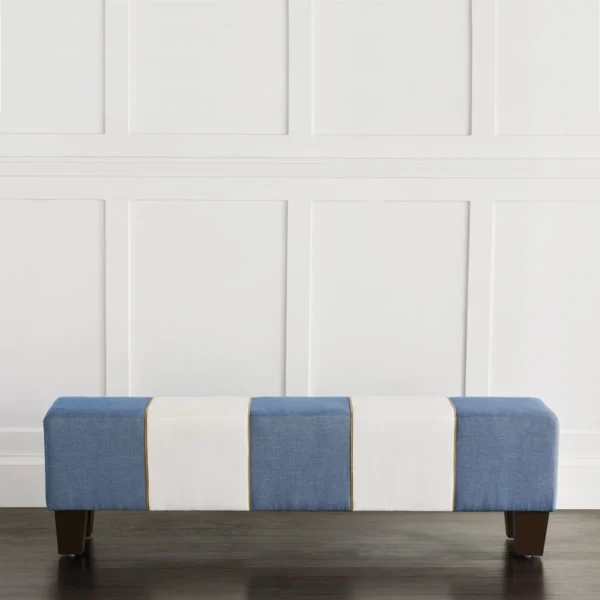 Halprin Striped Cotton Modern Upholstered Entryway Bench