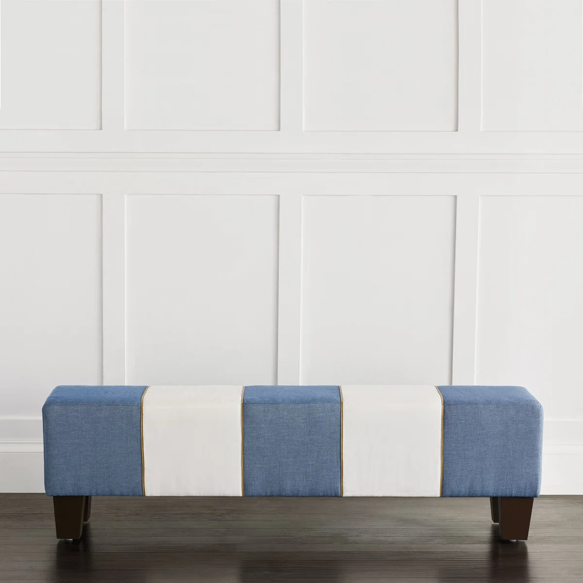 Halprin Striped Cotton Modern Upholstered Entryway Bench
