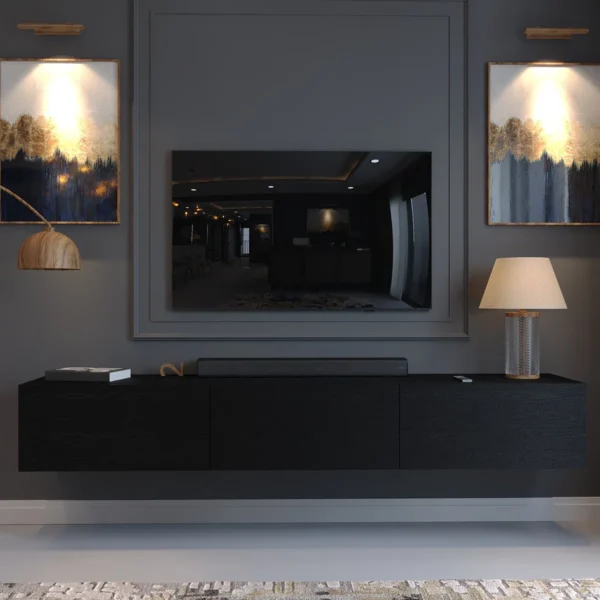 Hamman Minimalist Floating Black TV Stand