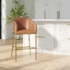 Hampton Modern Vegan Leather Gold Frame Bar & Counter Stool
