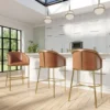 Hampton Modern Vegan Leather Gold Frame Bar & Counter Stool