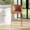 Hampton Modern Vegan Leather Gold Frame Bar & Counter Stool