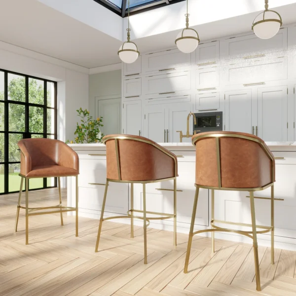 Hampton Modern Vegan Leather Gold Frame Bar & Counter Stool