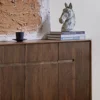Heritage Fluted Walnut Entryway Storage Shoe Cabinet