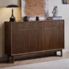 Heritage Fluted Walnut Entryway Storage Shoe Cabinet