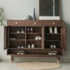 Heritage Walnut Artisan Entryway Storage Shoe Cabinet