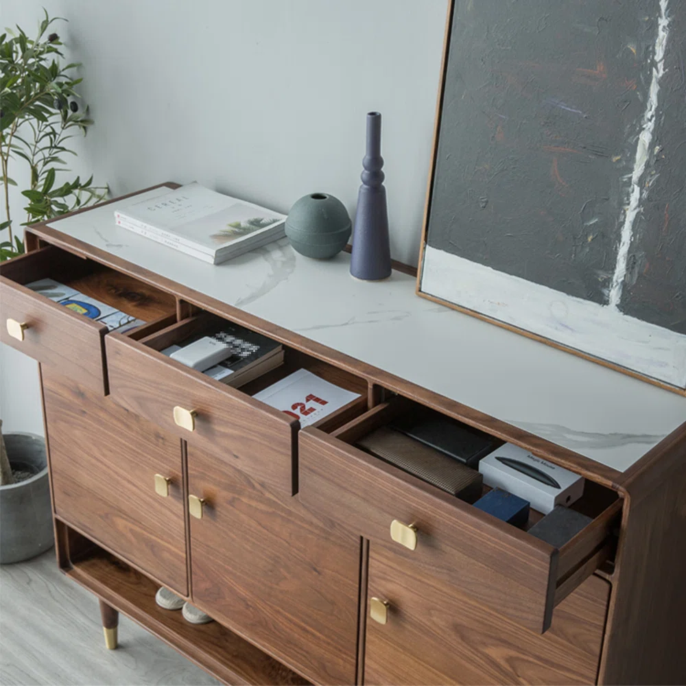 Heritage Walnut Artisan Entryway Storage Shoe Cabinet