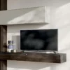 Homy Asymmetrical Modular Dark Wood TV Wall Unit