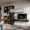 Homy Asymmetrical Modular Dark Wood TV Wall Unit