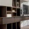 Homy Asymmetrical Modular Dark Wood TV Wall Unit