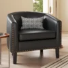 Imperial Club Black Leather Accent Barrel Chair