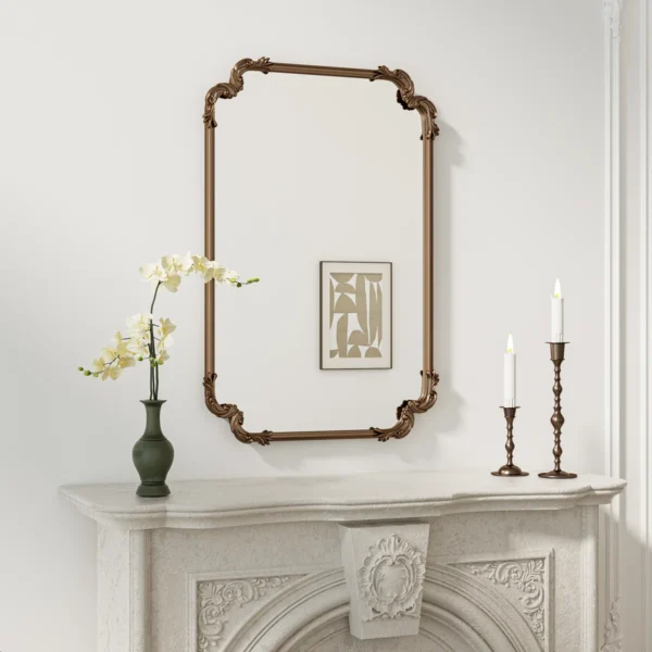 Imperial Scrollwork Vintage Bronze Rectangular Wall Mirror