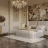 Isil Grand Fluted Velvet Beige King Bed