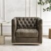 Kinwell Grand Genuine Leather Swivel Barrel Chair