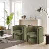 Kyah Velvet Barrel Chair with Nesting Ottoman