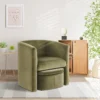 Kyah Velvet Barrel Chair with Nesting Ottoman