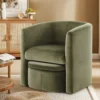 Kyah Velvet Barrel Chair with Nesting Ottoman