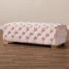 Kylin Blush Velvet Button Tufted Luxury Ottoman Bench