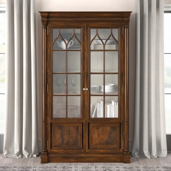 Leesburg Manor Luxury Traditional Hardwood Lighted Display Cabinet