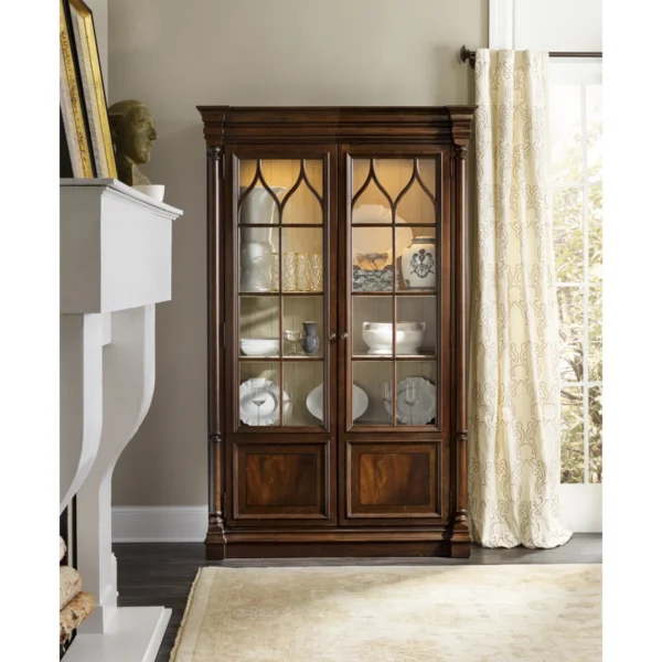 Leesburg Manor Luxury Traditional Hardwood Lighted Display Cabinet