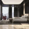 Longhi Bespoke Padded Cream Velvet King Bed