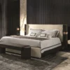 Longhi Bespoke Padded Cream Velvet King Bed