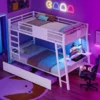 Lumina Smart White Bunk Bed with Desk