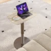 Lumina Travertine Pedestal Modern End Table