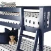 Luna Modern Navy Low Profile Bunk Bed for Kids