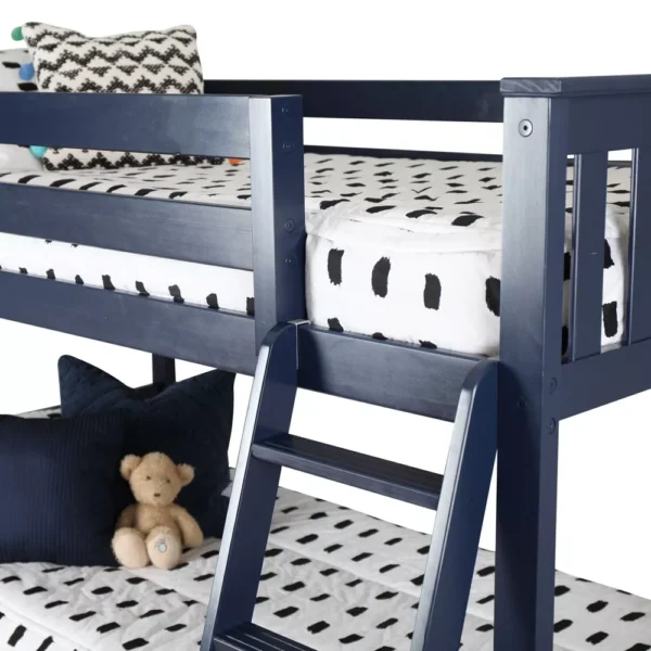 Luna Modern Navy Low Profile Bunk Bed for Kids